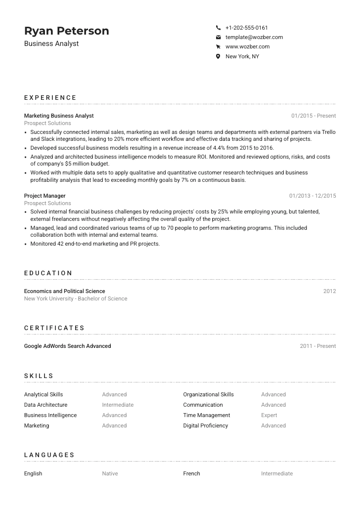 Contoh CV ATS Friendly Bahasa Inggris