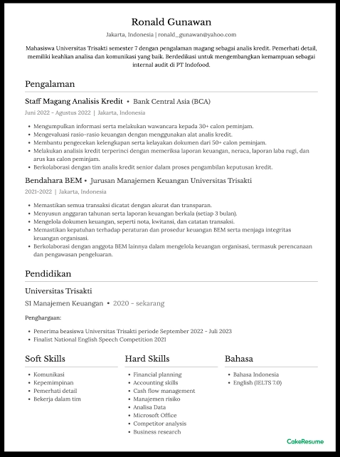 Contoh Template CV ATS Friendly